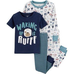 Carter's Toddler Boy 4 Pc Waking Up Is Ruff Snug Fit Pajama Set Sz 3T NWT